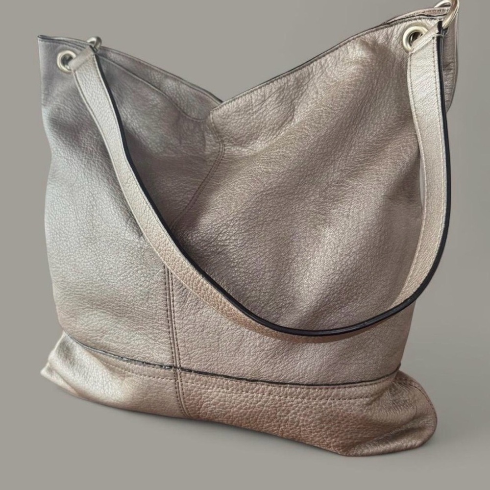Banana Republic Metallic Silver Leather Shoulder Bag